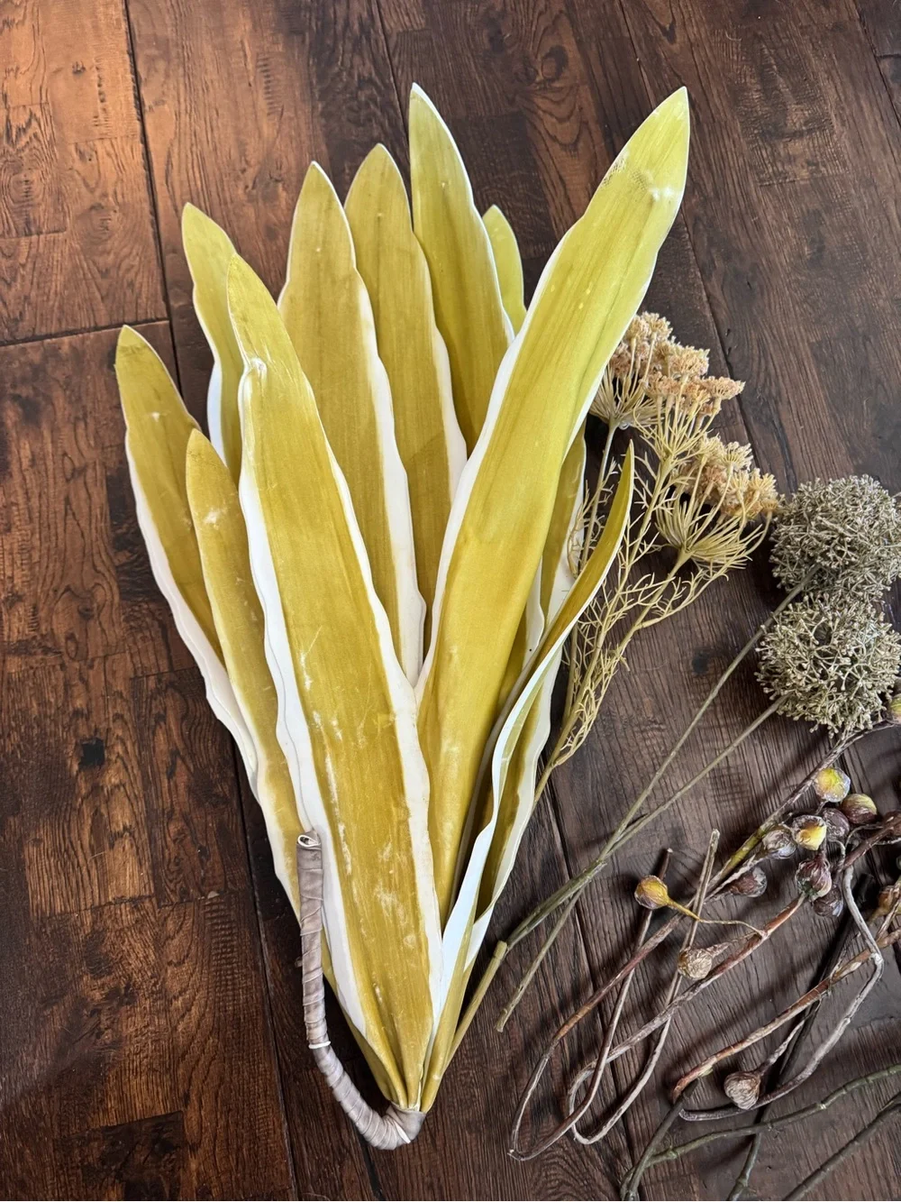 Black Tan Yellow & Green Decorative Dried Floral Bundle - Home Accents Decor